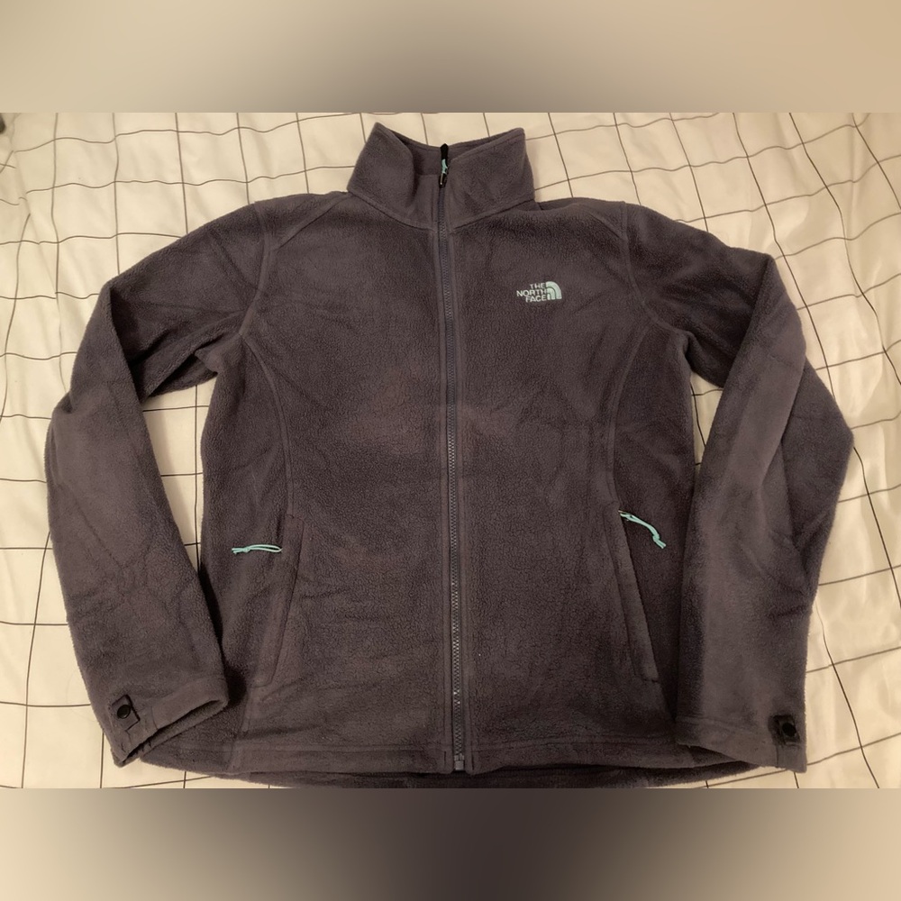 The North Face Jacket Women Large Purple Fleece Full Zip Pockets Outdoor Casual